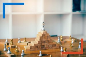 Illustration showing an enterprise digital strategy roadmap with cloud, AI, data analytics and customer-centric icons